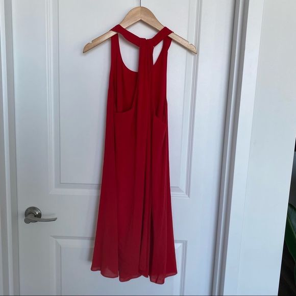 Alice + Olivia Red Mini Silk Dress Racerback - Picture 6 of 7